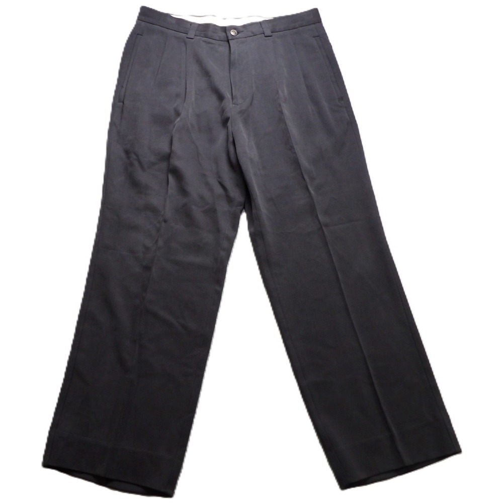 Tommy Bahama Relax Pleated Trousers Dress Pants 100% Silk Men 32x34 Black Slack